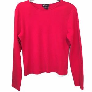 No Boundaries Red Stretch Scoop Neck Long Sleeve Top